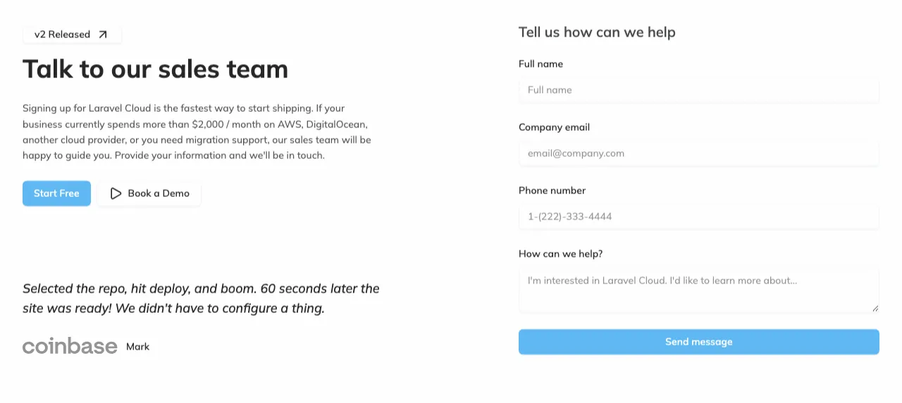 Testimonial & Separated Contact Form