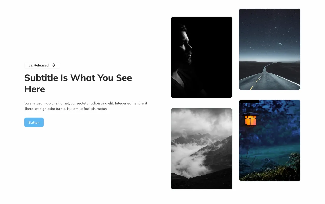 Split Grid with Staggered Images Page Header
