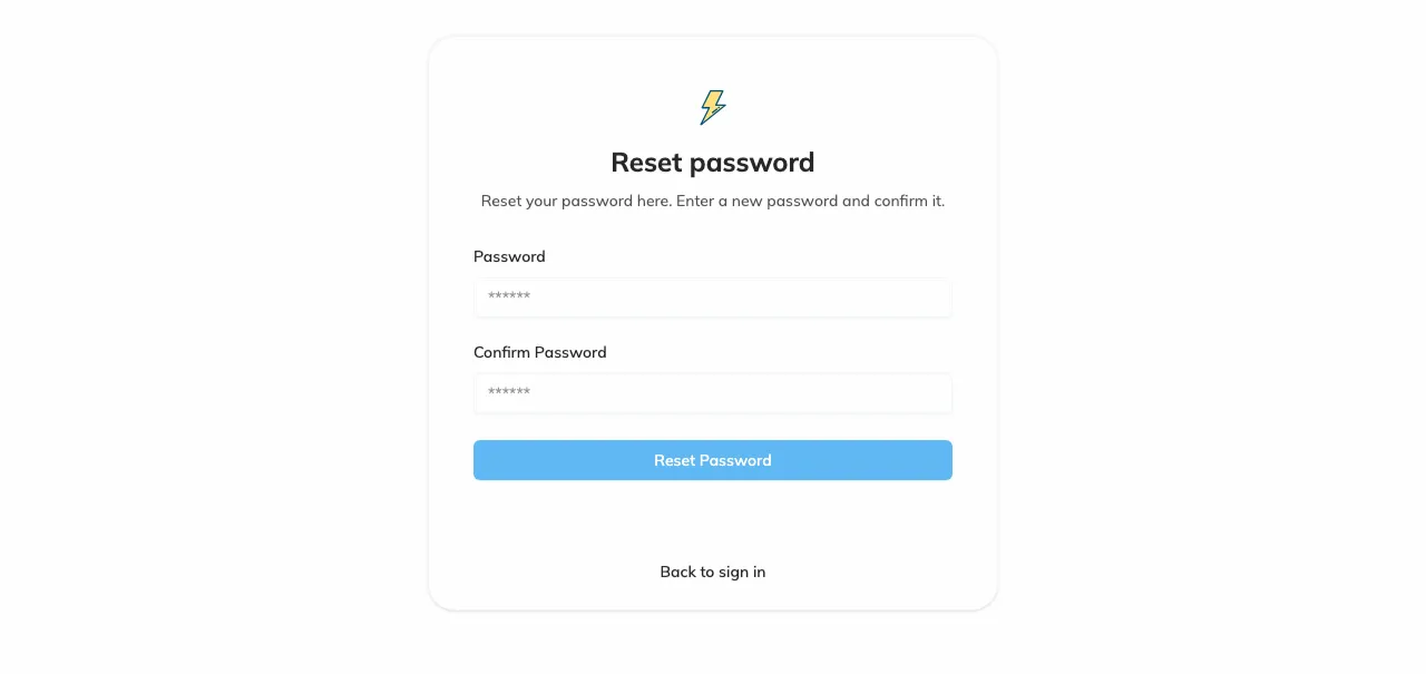 Centered Form Reset Password