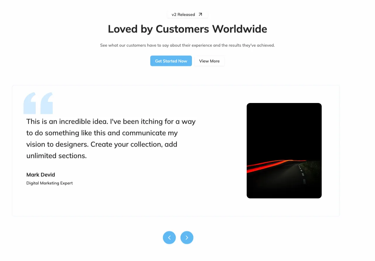 Offset Dark Card Carousel Testimonial