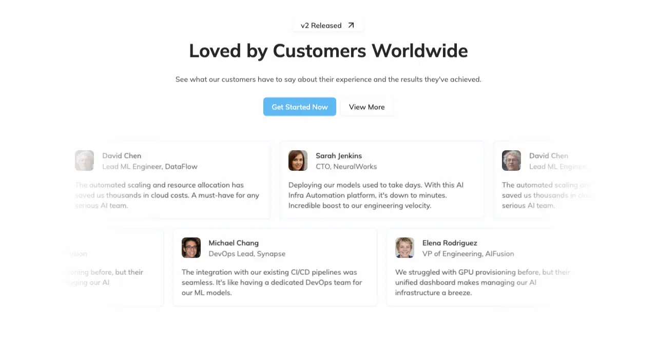 Scrolling Marquee Testimonial