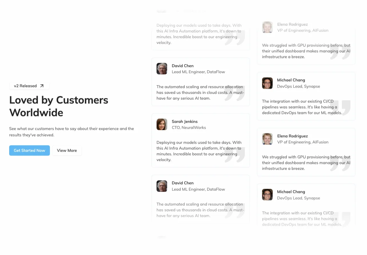 Two Column Marquee Testimonial