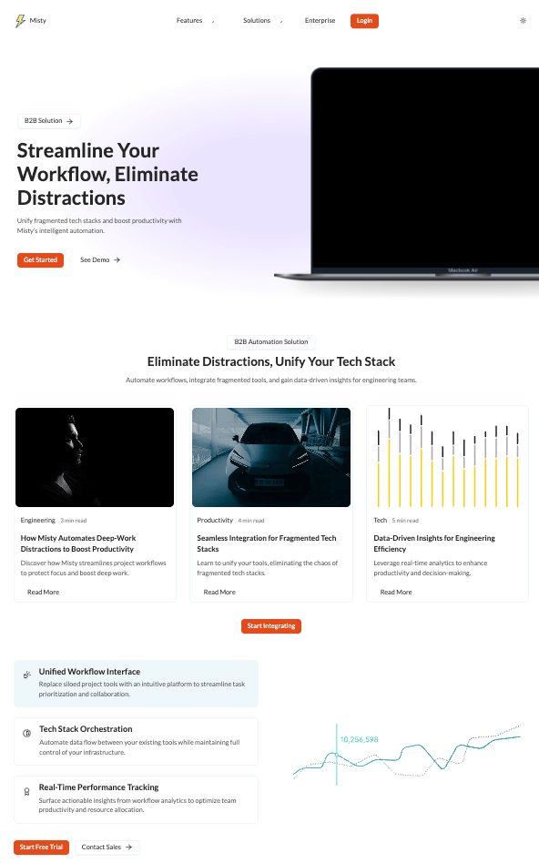 misty website template